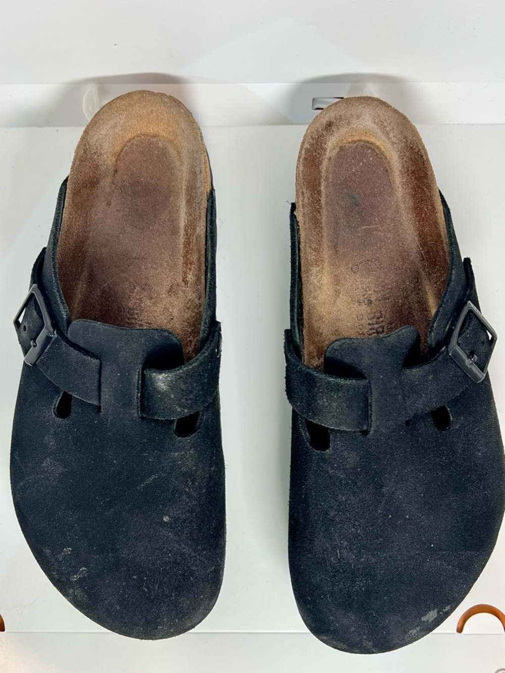 Birkenstock Bostons in black suede, Men’s size 8 (EU 41) narrow